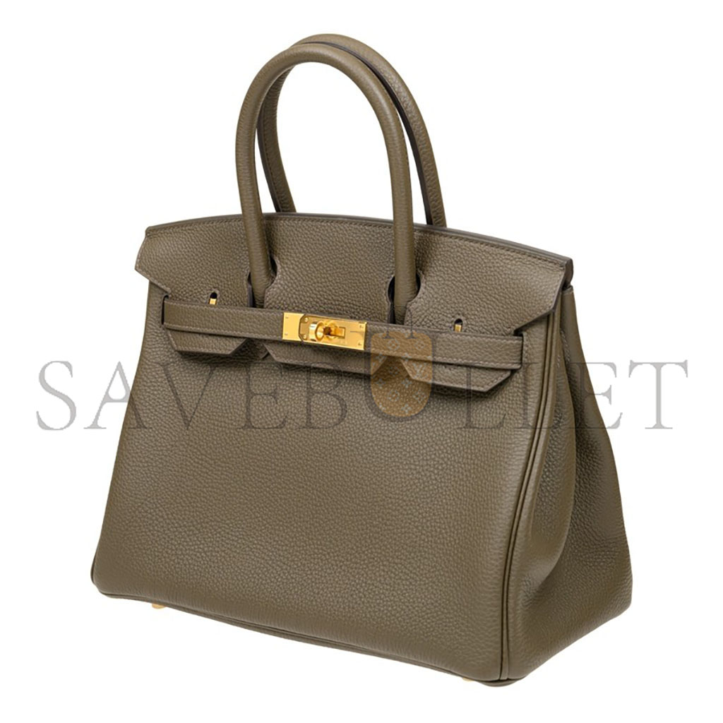 HERMES BIRKIN 25 EPSOM LEATHER TRENCH COAT GREY GOLD BUCKLE BAG H028369CCM8 (25*20*13cm)